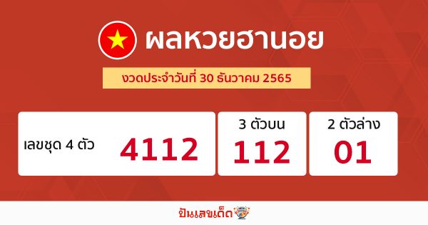 ผลหวยฮานอย 30/12/65