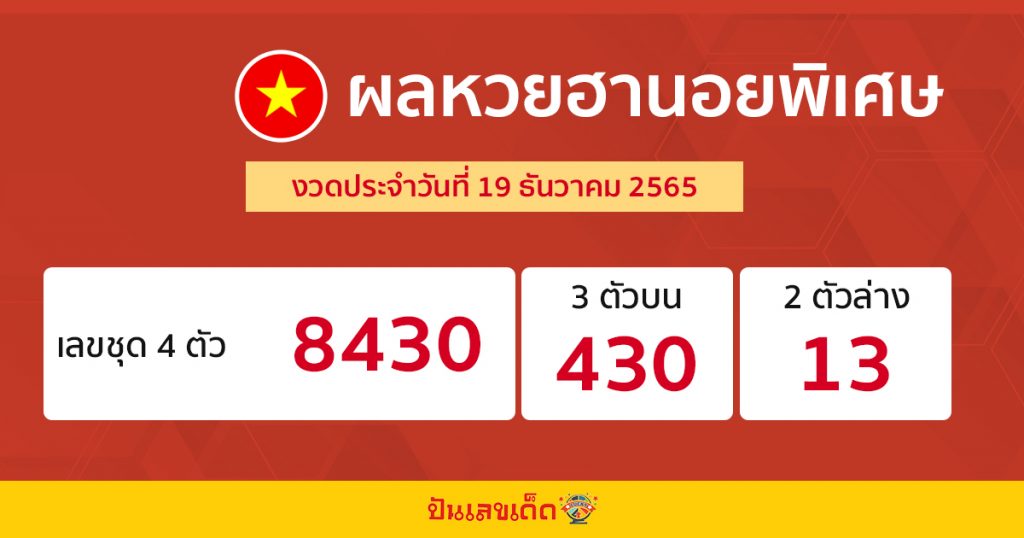 ผลหวยฮานอยพิเศษ