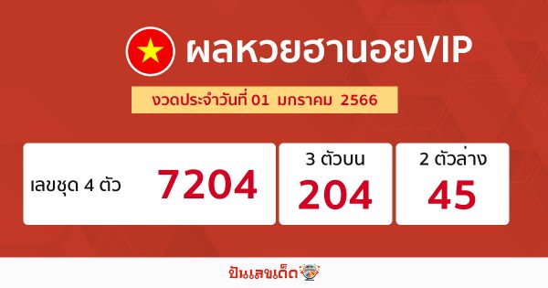 ผลหวยฮานอยVIP 01/01/66-ปันเลขเด็ด