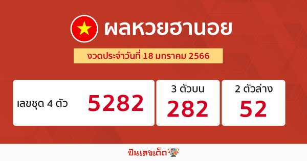ผลหวยฮานอย 18/01/66- punlekded