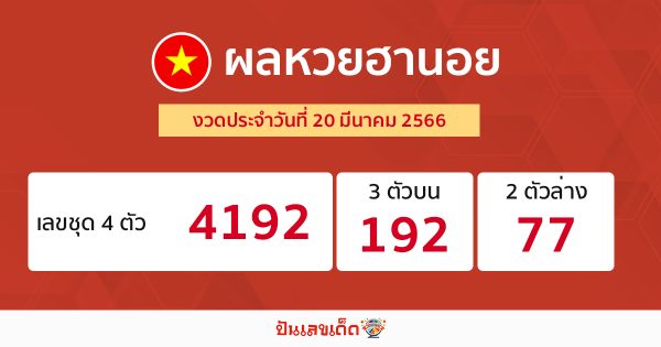 ผลหวยฮานอย 20/03/66