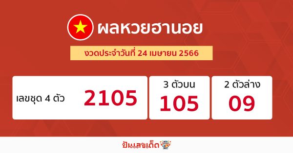 ผลหวยฮานอย 24/04/66