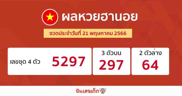 ผลหวยฮานอย 21/05/66
