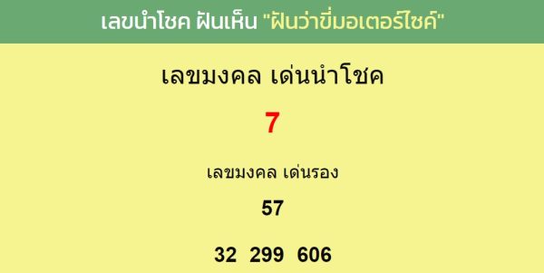 เลขมงคล ฝันว่าขี่จักรยายนต์