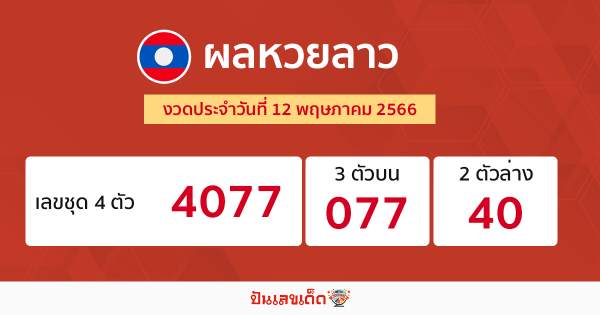 ผลหวยลาว งวดประจำวันที่ 12 พฤษภาคม 2566