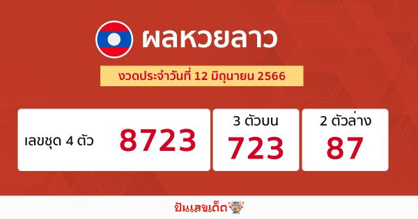 ผลหวยลาวประจำวันที่ 12/06/23