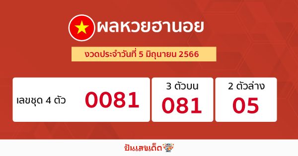 ผลหวยฮานอย 5/06/66
