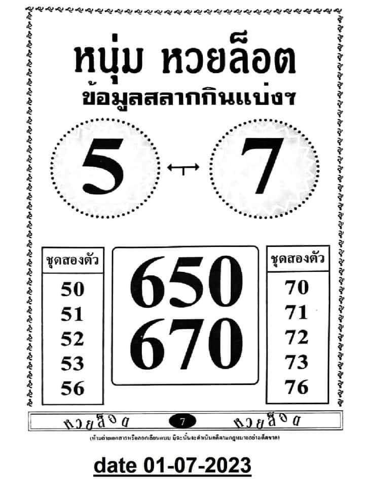 หนุ่มหวยล็อต1/7/2566 