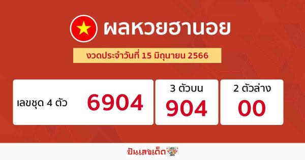 ผลหวยฮานอย 15/6/2566