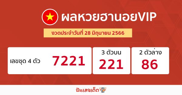 ผลหวยฮานอยVIP 28/06/66