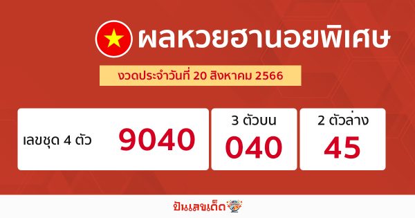 ผลหวยฮานอยพิเศษ 20/08/66-punlekded