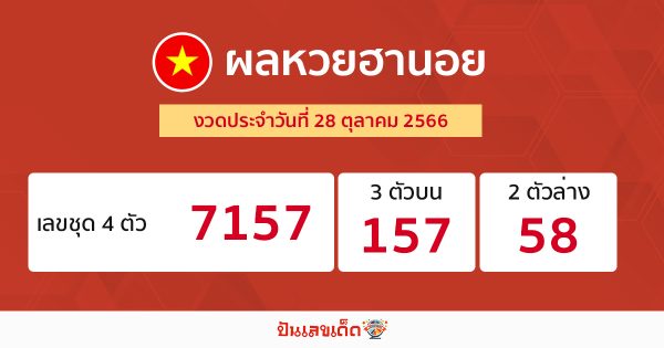 ผลหวยฮานอย 28/10/66 - "ผลหวยฮานอย 28/10/66"