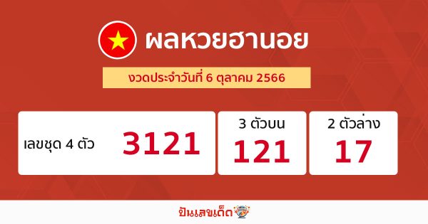 ผลหวยฮานอย 6/10/2566