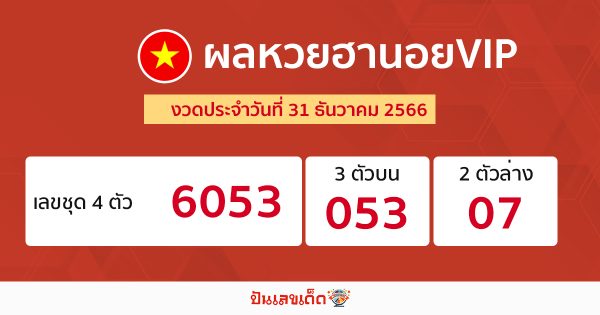 ผลหวยฮานอยVIP 31/12/2023-"Hanoi VIP lottery results"