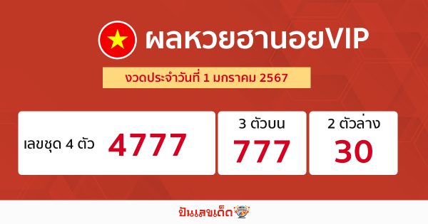 ผลหวยฮานอยVIP 1/1/67-"hanoi-vip-lottery-results 1-1-67"