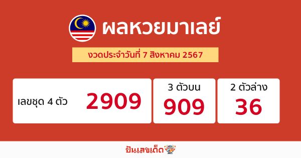 ผลหวยมาเลย์ 7/08/67-"Malaysian lottery results 7 08 67"