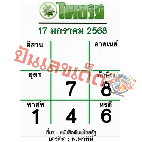 เลขไทยรัฐ 17 1 68 -"Thai Rath number 17 1 68"
