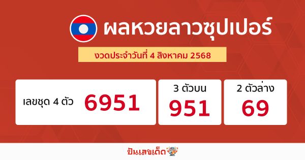 ตรวจหวยลาวซุปเปอร์ 4/8/68