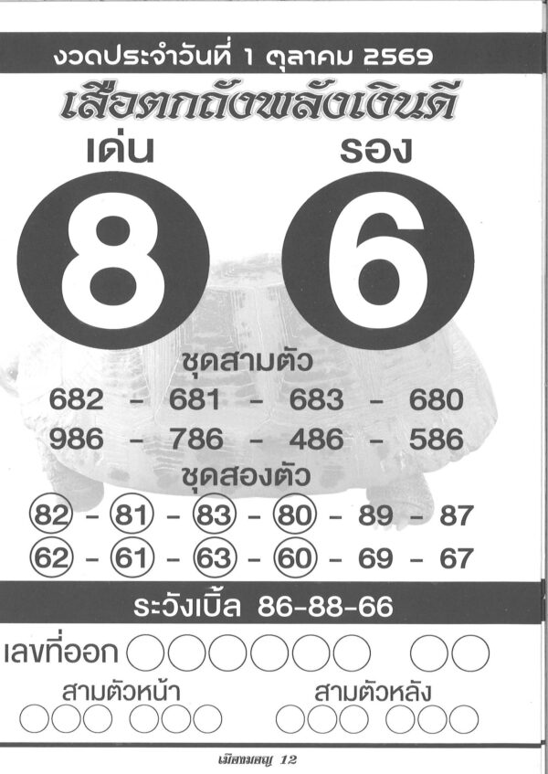 หวยเสือตกถัง 1/10/2569