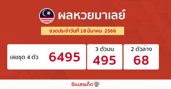 ผลหวยมาเลย์ 18/03/66