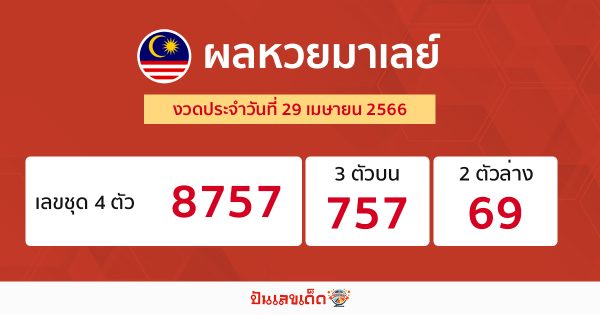 ผลหวยมาเลย์ 29/04/66