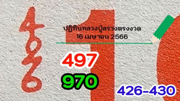  เลขปฏิทินหลวงปู่สรวง 