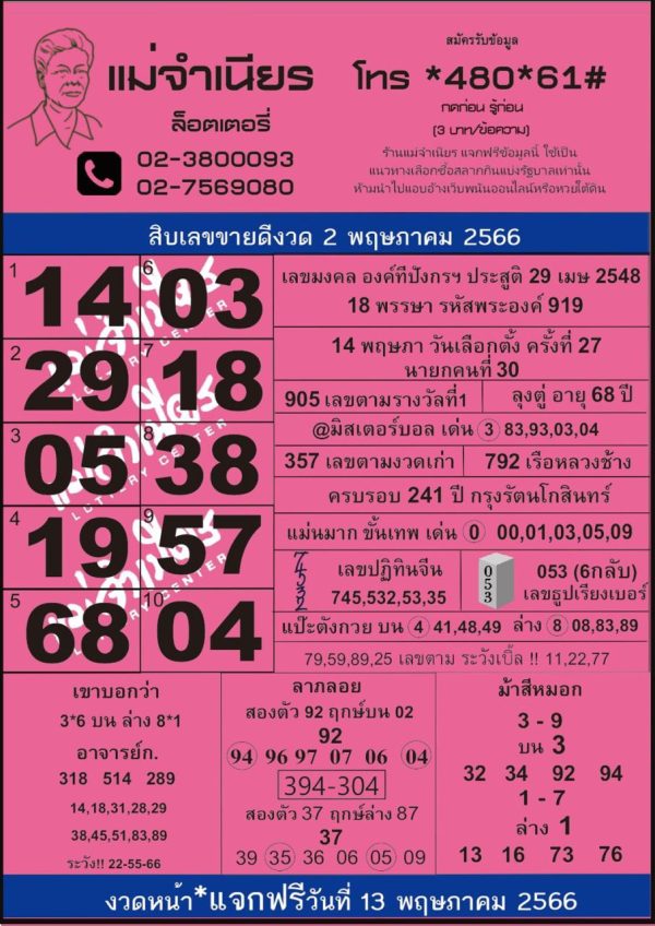 เลขแม่ทำเนียร 2/05/66
