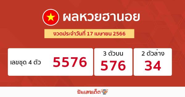 ผลหวยฮานอย 17/05/66-punlekded.com 