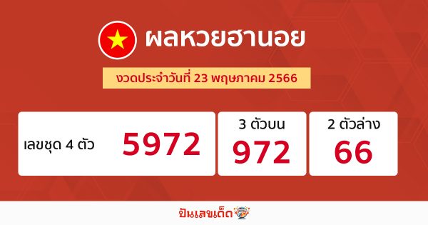 ผลหวยฮานอย 23/5/66