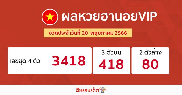 ผลหวยฮานอยVIP 20/05/66