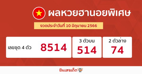 ผลหวยฮานอยพิเศษ 10/6/66