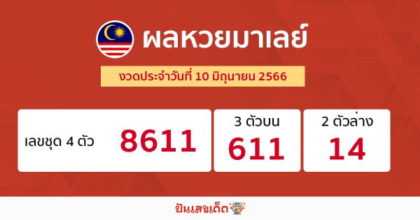 ผลหวยมาเลย์ 10/6/66