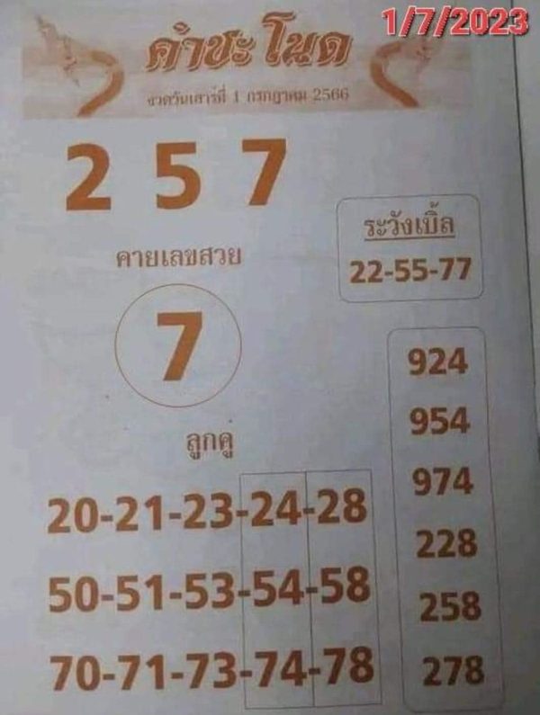 เลขคำชะโนด1/7/2566