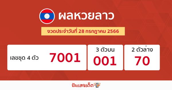 ผลหวยลาวประจำวันที่ 28/07/23
