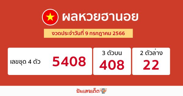 ผลหวยฮานอย 9/07/66