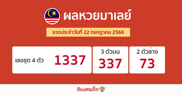 ผลหวยมาเลย์ 22/7/66