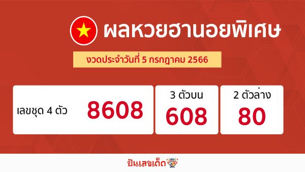 ผลหวยฮานอยพิเสษ5/07/66-punlekded