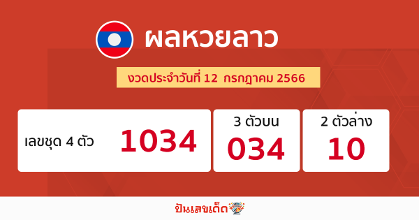 ผลหวยลาว งวดประจำวันที่ 12 กรกฎาคม 2566