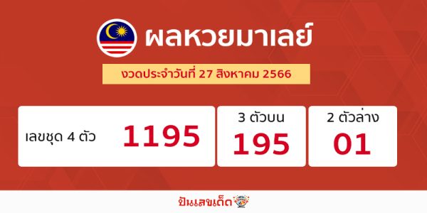 ผลหวยมาเลย์ 27/08/66