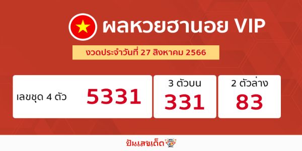 ผลหวยฮานอยVIP 27/08/66