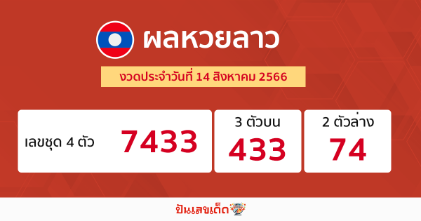 ผลหวยลาว งวดประจำวันที่ 14 สิงหาคม 2566