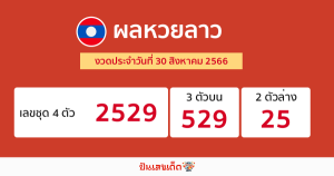 ผลหวยลาว งวดประจำวันที่ 30 สิงหาคม 2566