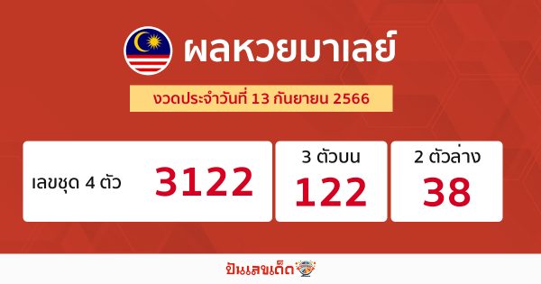 ผลหวยมาเลย์ 13/09/66