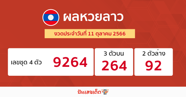 ผลหวยลาว 11/10/2566