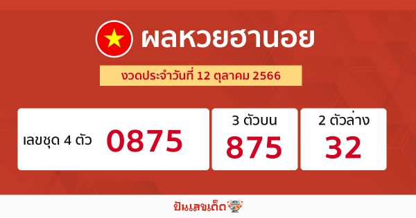 ผลหวยฮานอย 12/10/66-punlekded.com