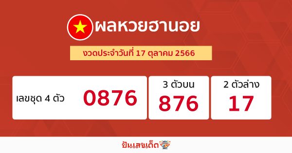 ผลหวยฮานอย 17/10/66
