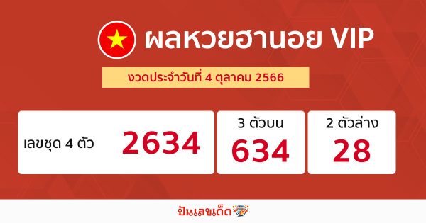ผลหวยฮานอยVIP 4/10/2566