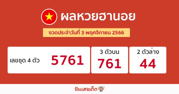 ผลหวยฮานอย 3/11/66-"Hanoi lottery results"