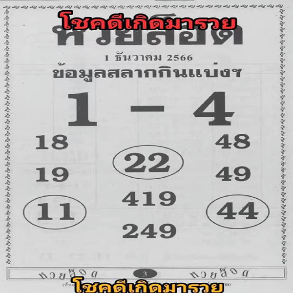 หวยล็อต 1 12 66-"Lottery lottery."