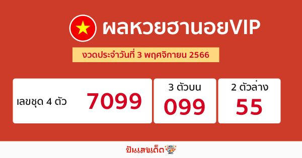 ผลหวยฮานอยVIP 3/11/66-"hanoi-vip-lottery-results"